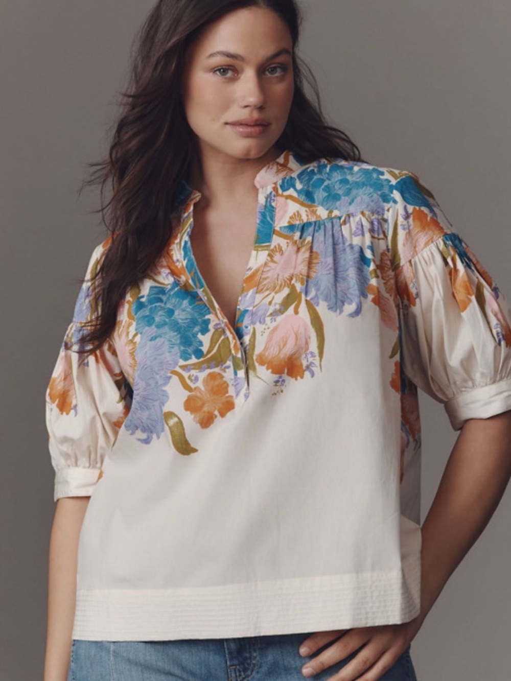 Anthropologie Darcey Popover Floral Swing Top 3X